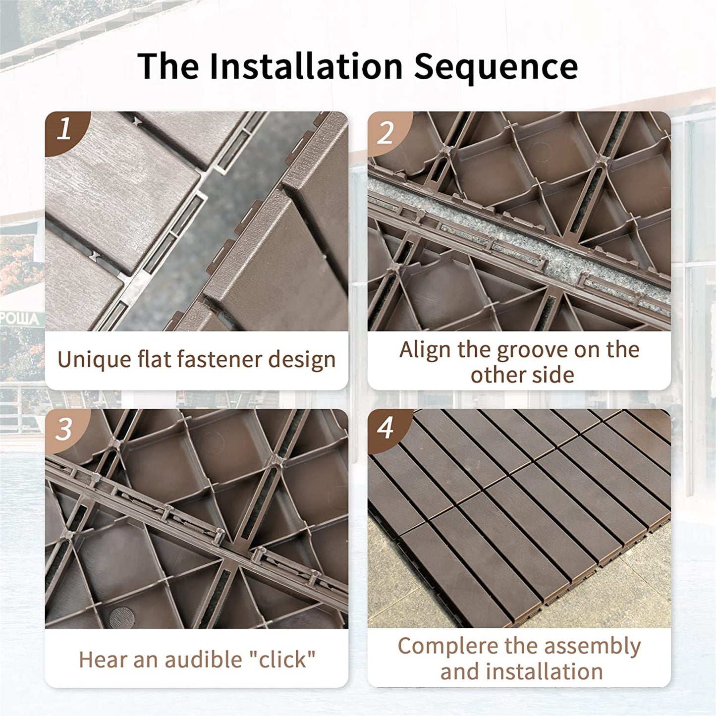 Patio Interlocking Deck Tiles, 12 X12 Square Composite Decking Four