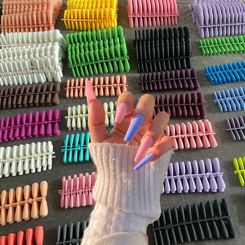 24-Piece Matte Coffin False Nails - Multi-Color Ballet
