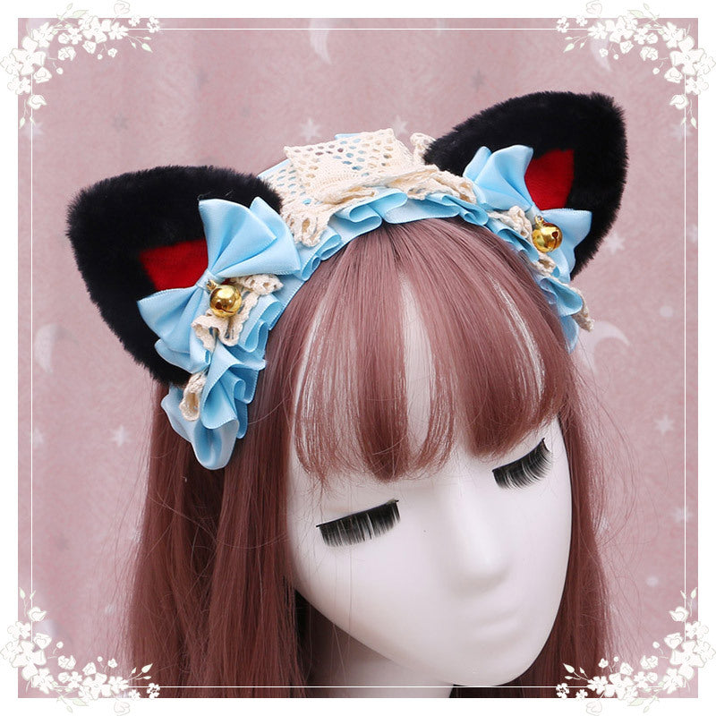 Lolita Cat Ear Headband with Lace - Hair Accessory