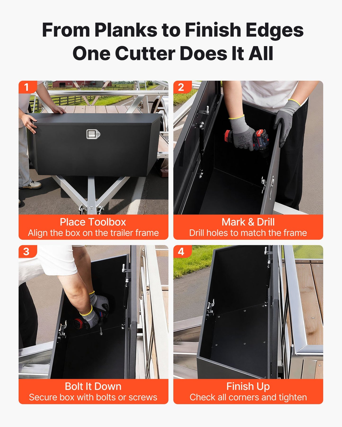 Heavy Duty Steel Trailer Tongue Box 49x13.9x18.5 inch Lockable Storage Organizer