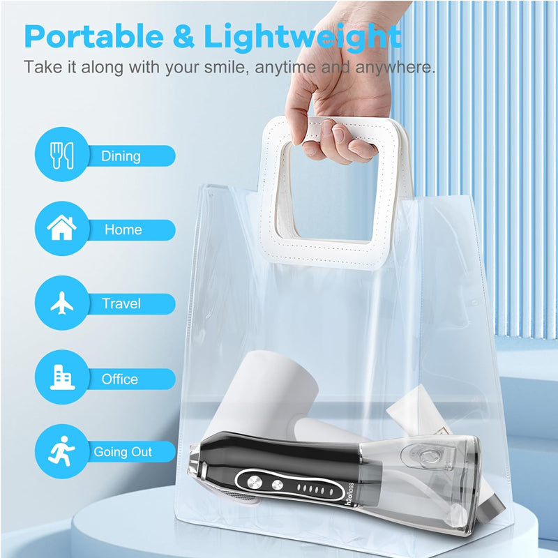 Portable Water Dental Flosser - 5-Mode Cordless Oral Irrigator - Black