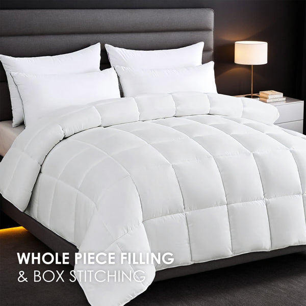 Extra Large White Checkered Duvet - Luxury Hotel-Grade Bedding