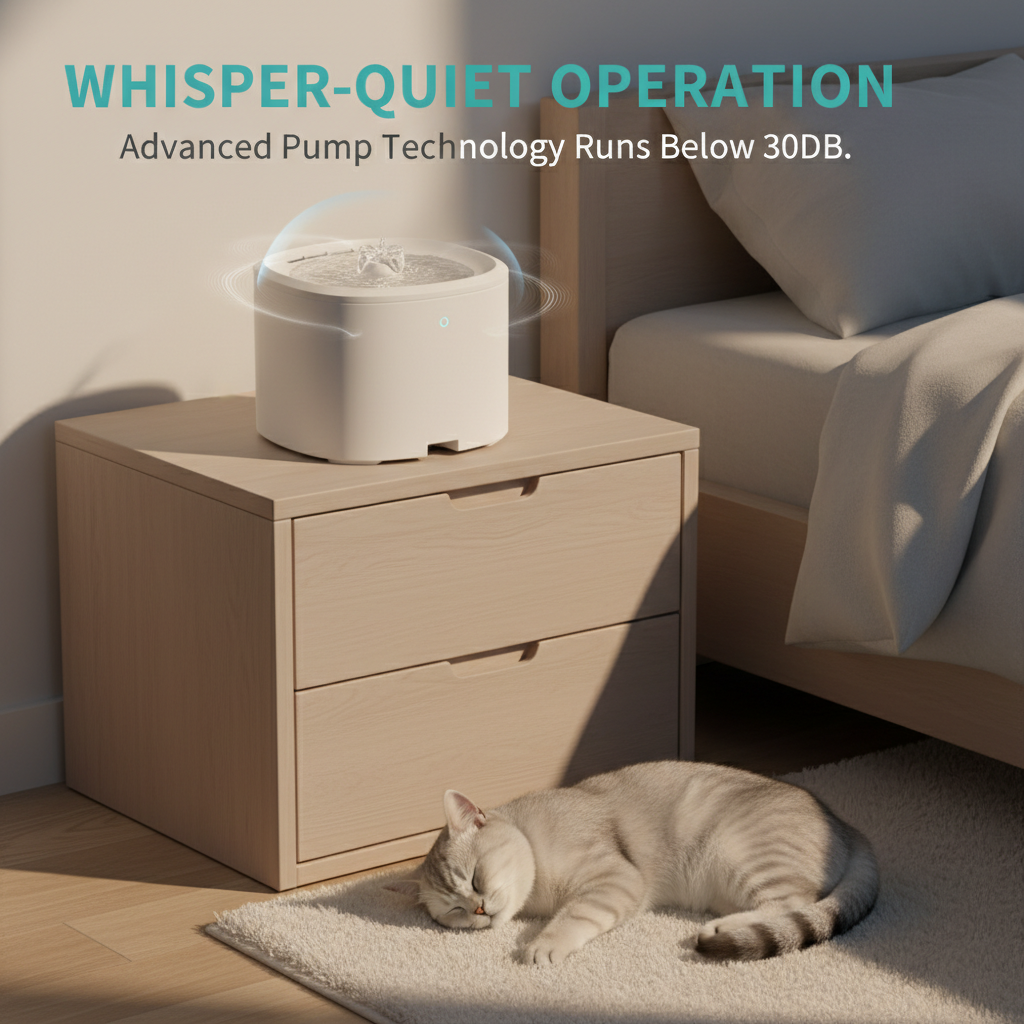 Quiet Pet Water Fountain 3L Circulating Water Dispenser with Motion Sensor