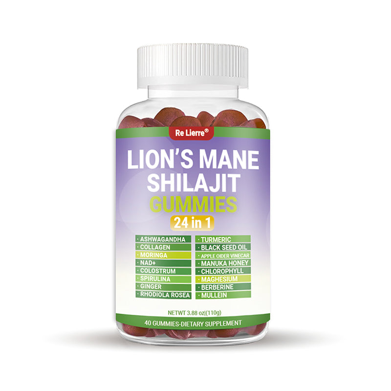 Lion's Mane & Shilajit 24-in-1 Herbal Gummies - 40 Count Daily Supplement