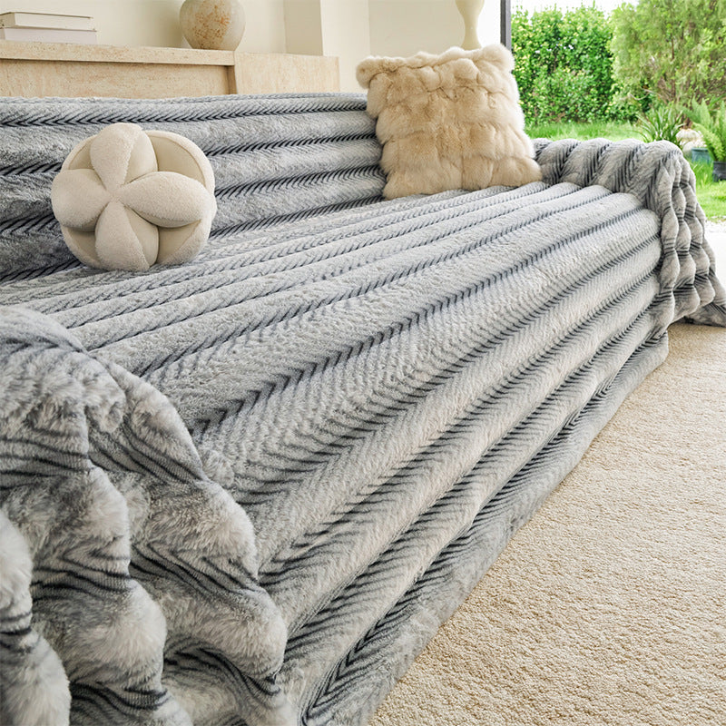 Non-Slip Thick Rabbit Fur Sofa Cover - Dustproof & Scratch-Resistant