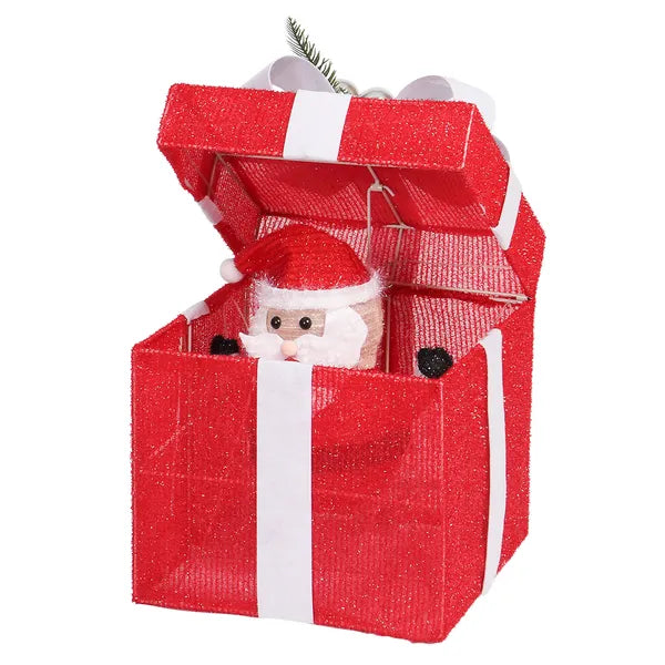Motorized Pop-Up Christmas Gift Box with LED Lights - 12in
