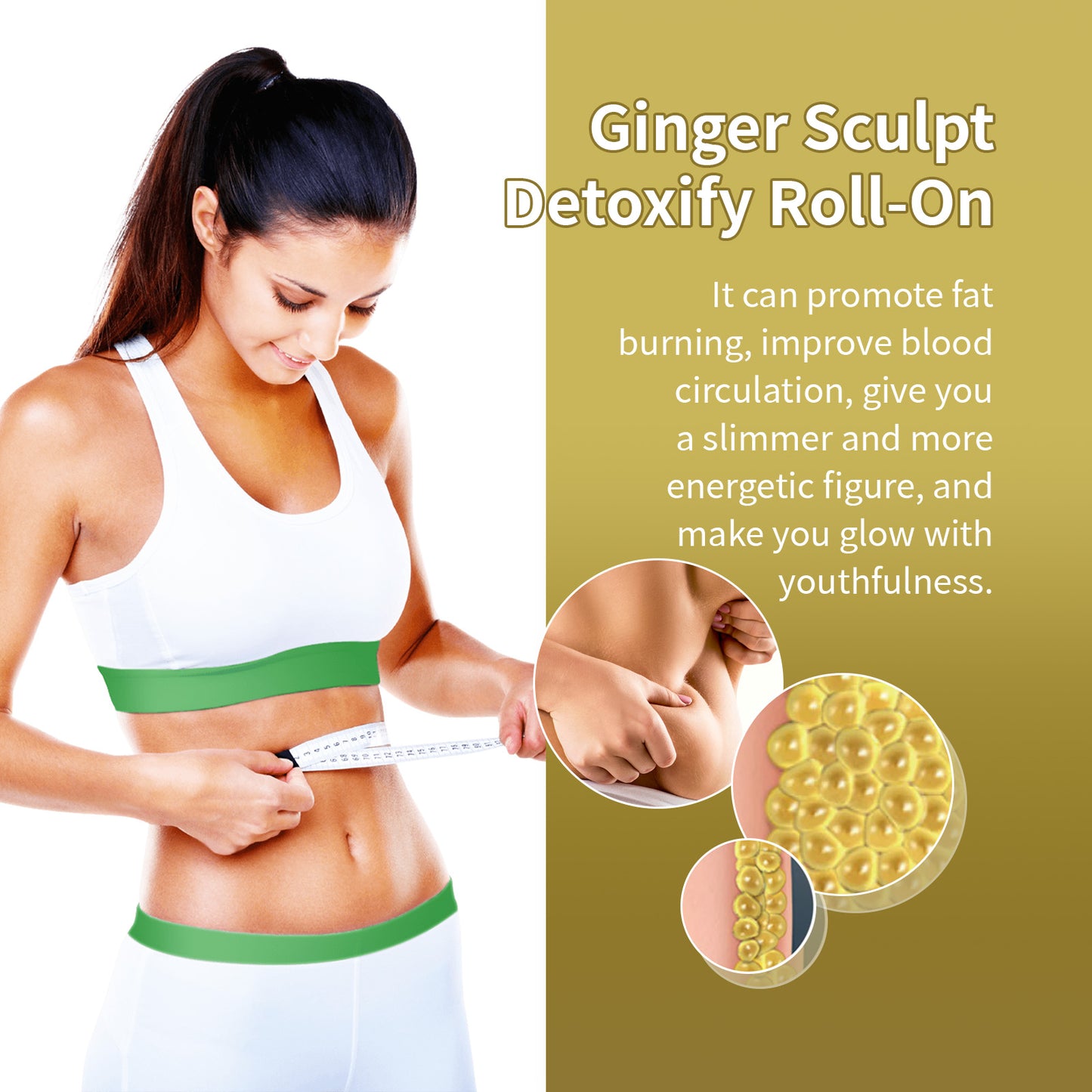 Ginger Sculpt Detoxify Roll-On - Firming Body Contour Massage Tool - 50ml
