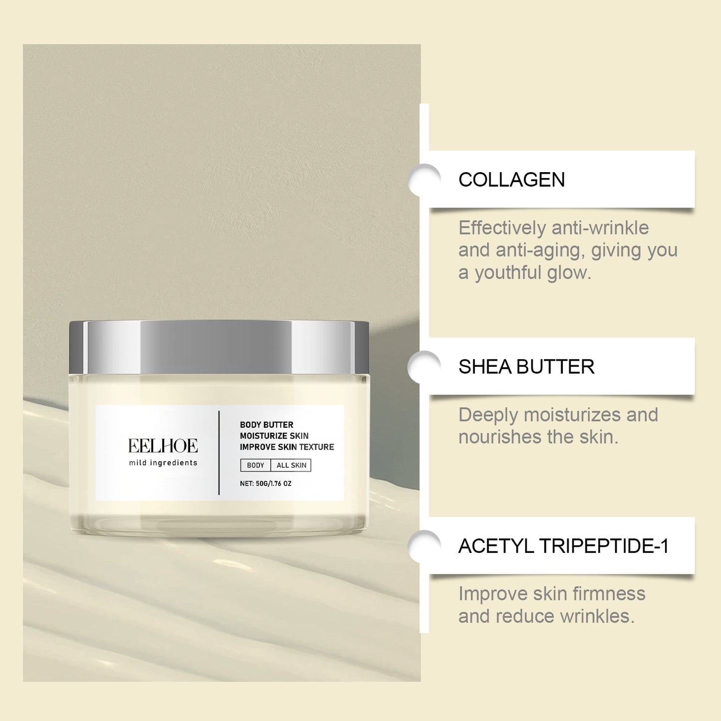 Collagen & Shea Butter Body Moisturizer - Deep Hydration Anti-Aging Cream
