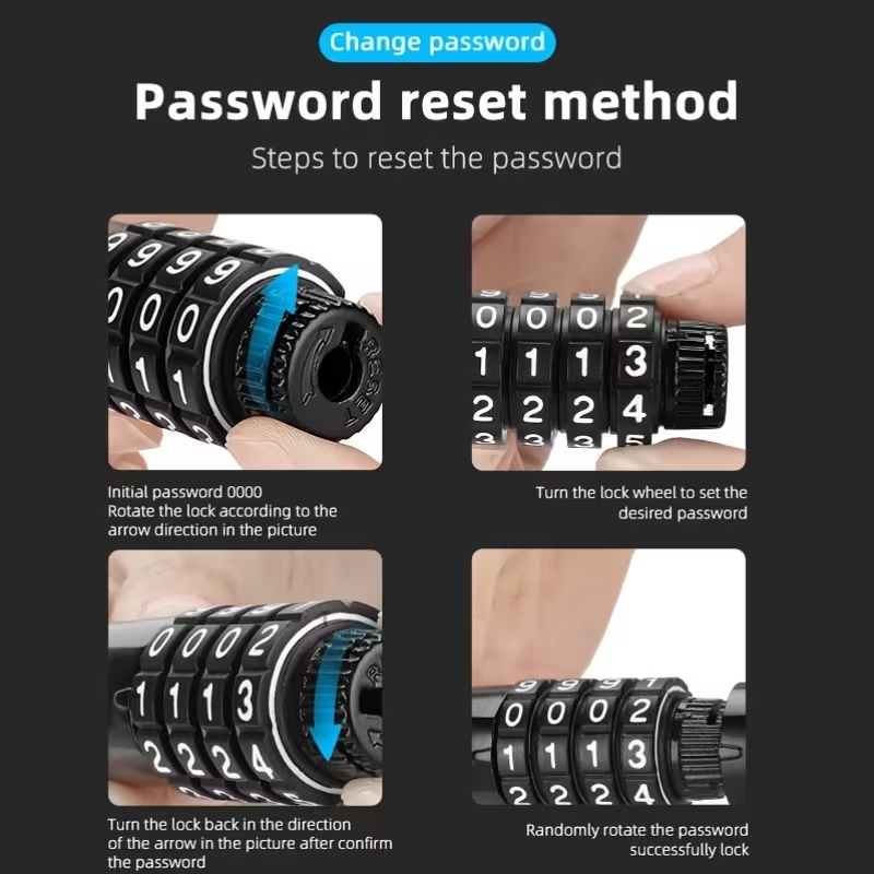 5-Digit Combination Heavy Duty Bike Chain Lock - Black