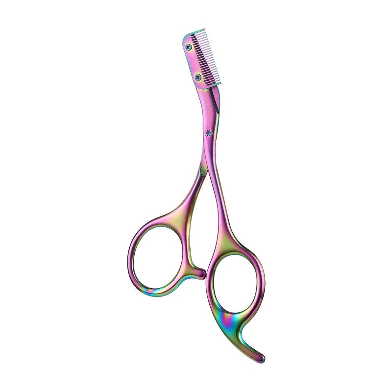 Stainless Steel Eyebrow Scissors with Comb - Precision Grooming Tool