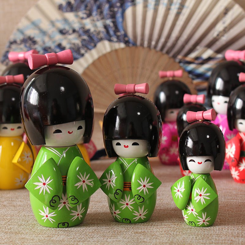 Japanese-Style Kimono Doll for Sushi Restaurant Decor - Handmade Wooden Figurine