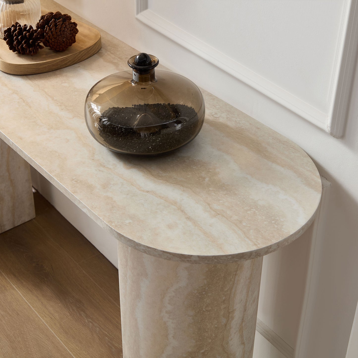 Modern Faux Marble Console Table - 55.12 Inch Entryway Table