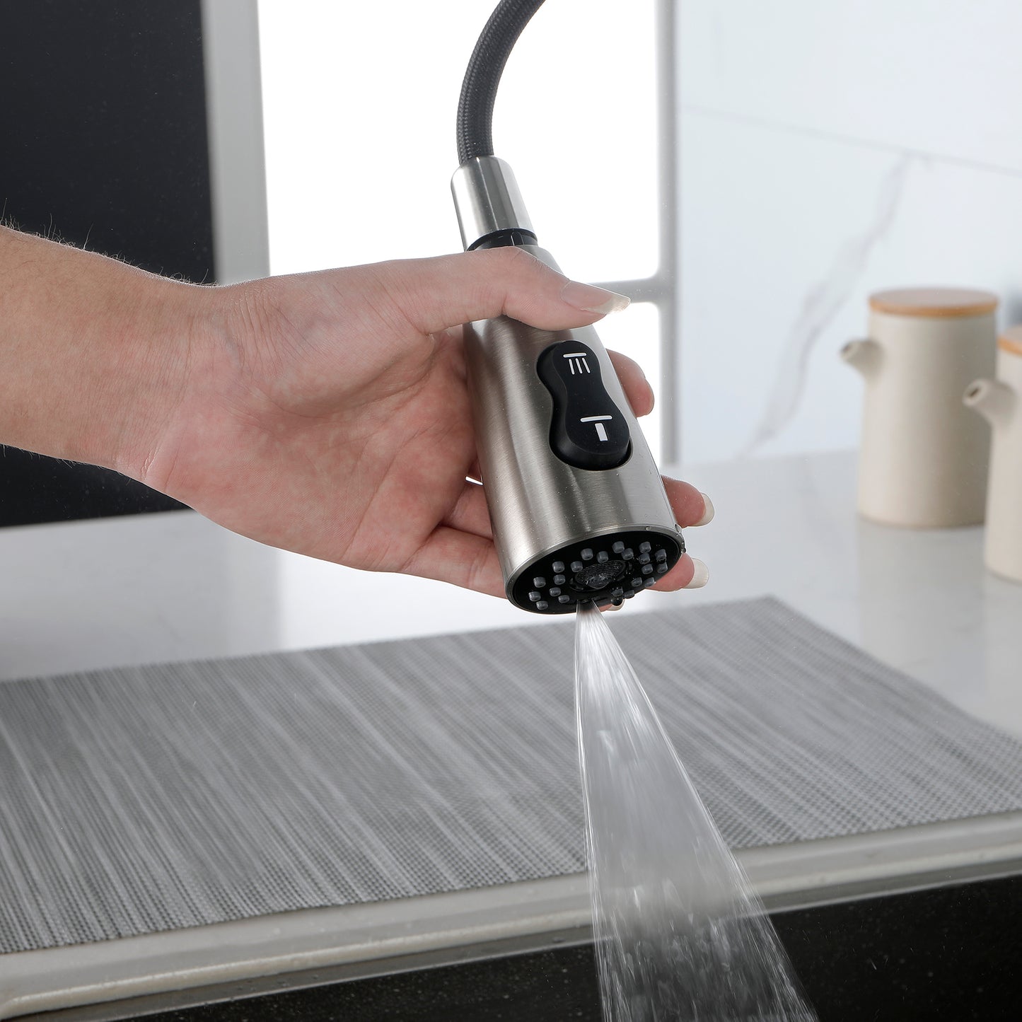 Stainless Steel Kitchen Faucet with Single Handle and Deck