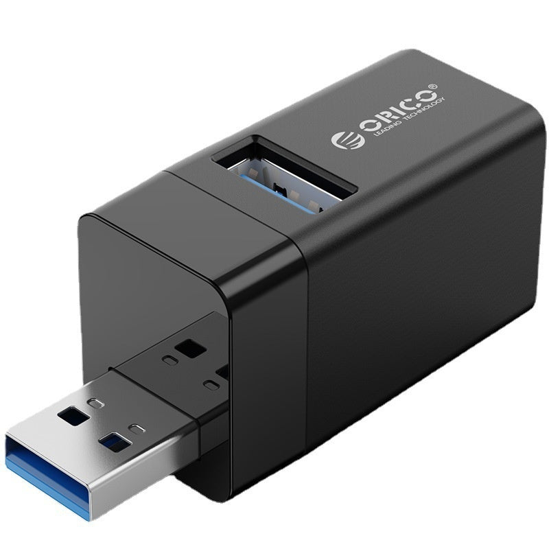 USB Expander for Laptop - Compact 3-Port USB 3.0 Hub, Black