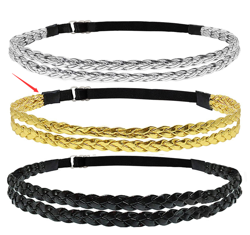 Adjustable Elastic Woven Headband with Twisted Design for Unisex Hair Styles