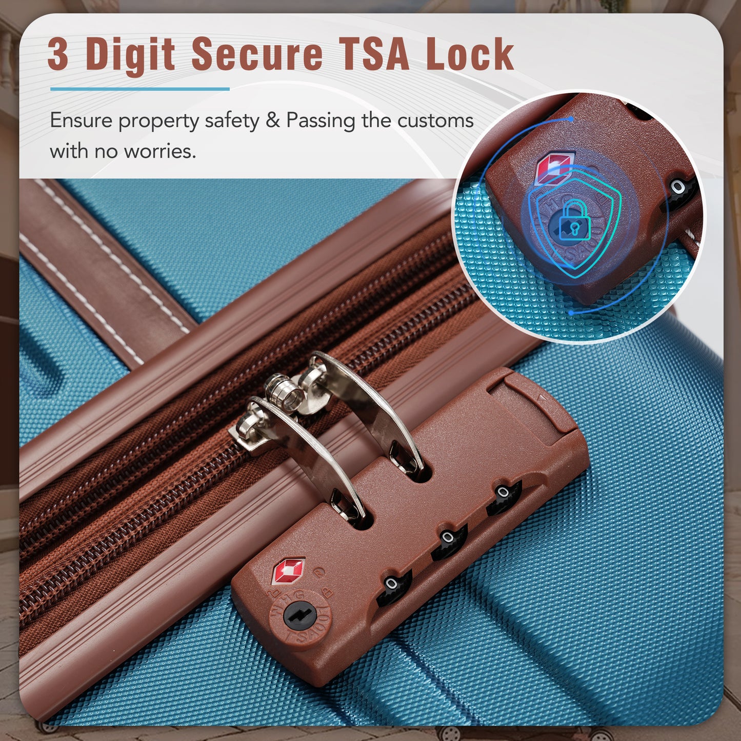 Hardshell Luggage Set - 3 Pieces with TSA Lock - Blue