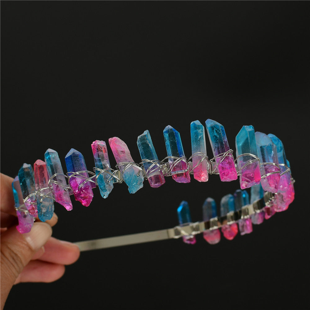 Handmade Crystal Hair Accessory with U-Shaped Design - Color Options Pink & Blue