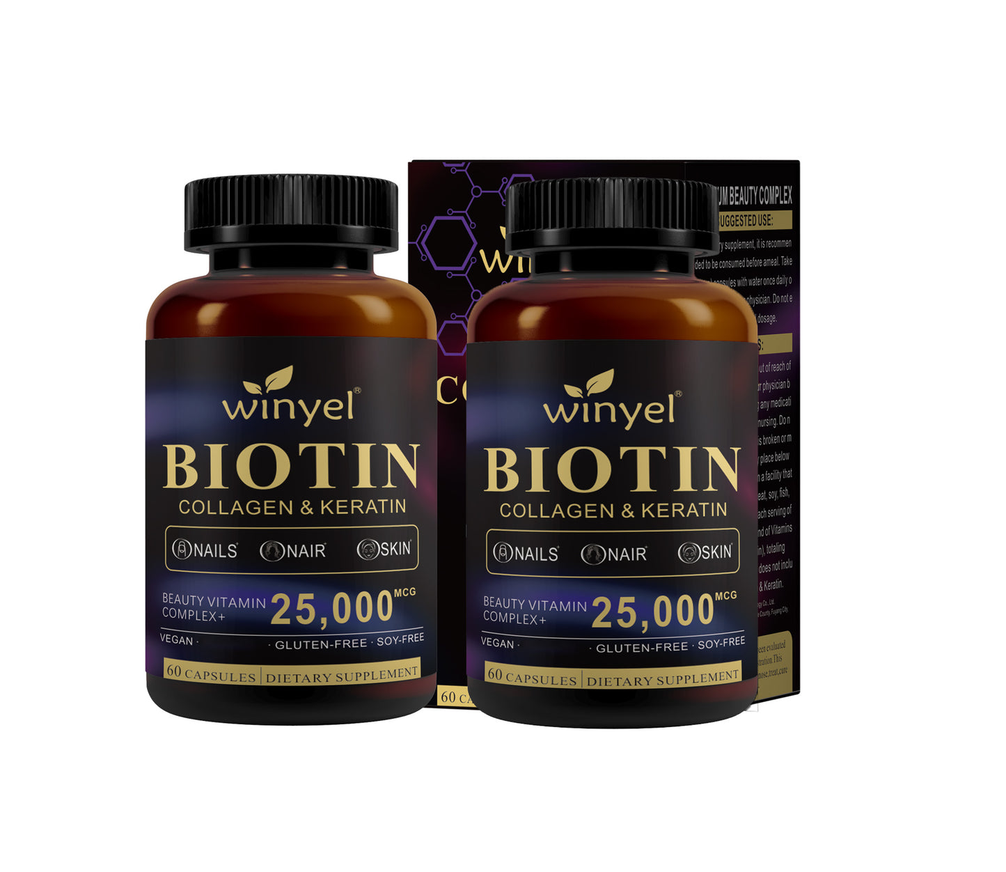 Biotin, Collagen & Keratin Hair, Skin and Nails Supplement - 60 Capsules