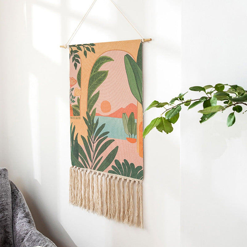 Hand-Woven Tassel Tapestry Wall Hanging Home Decor - 70x50cm