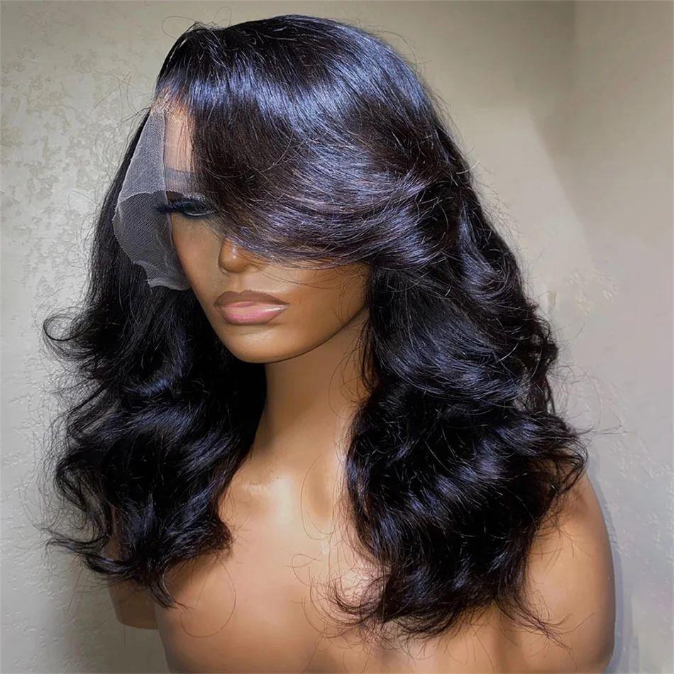 Women's Solid Color Transparent Lace Forehead Wig - Black, Medium & Long Length