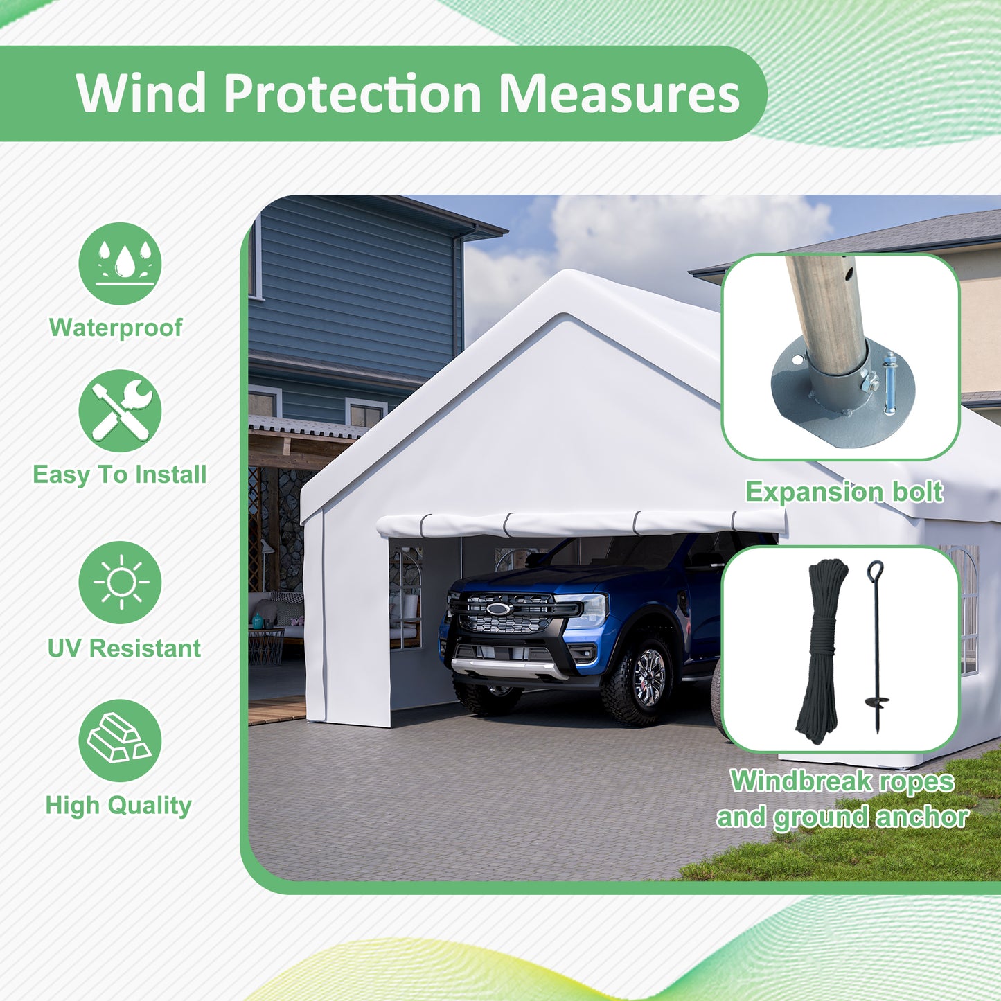 20x20 FT Outdoor Event Shelter with Detachable Sides - White