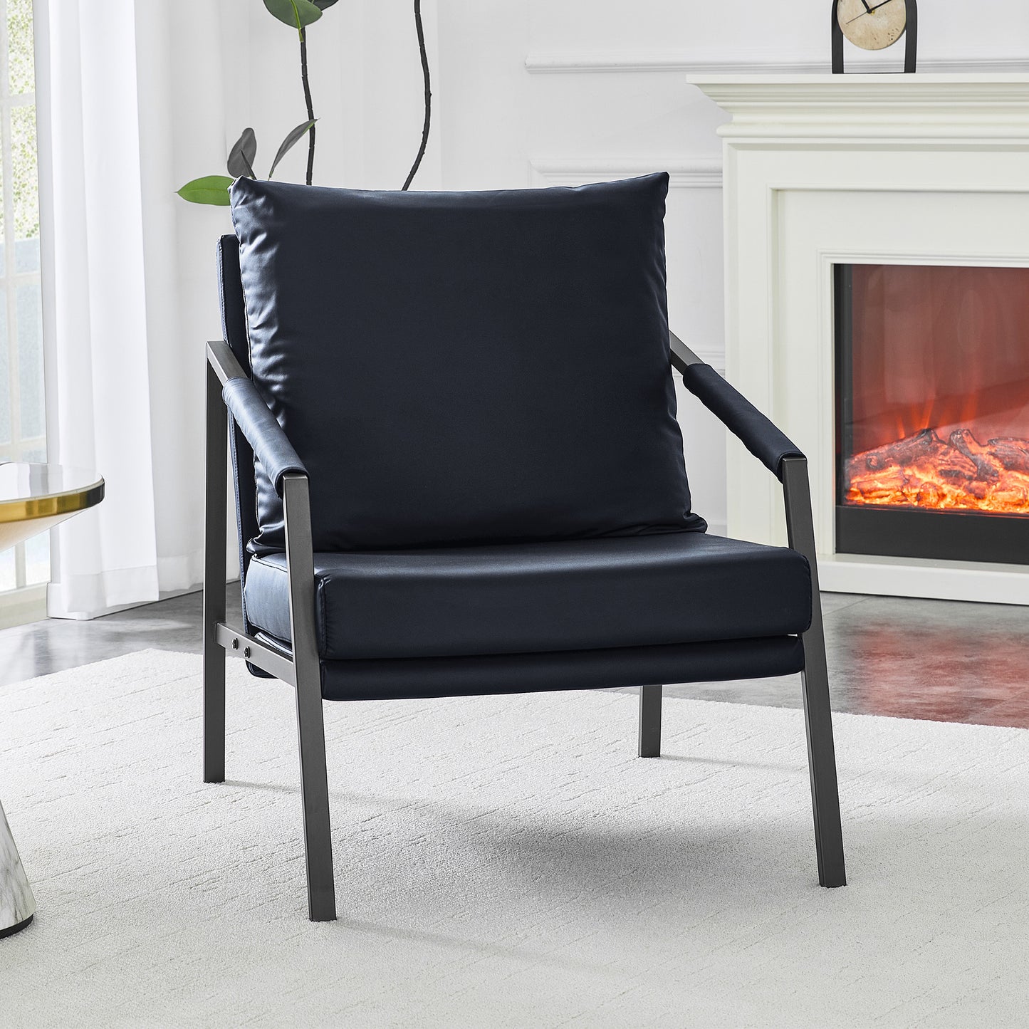 Modern Faux Leather Accent Chair - Industrial Lounge Armchair