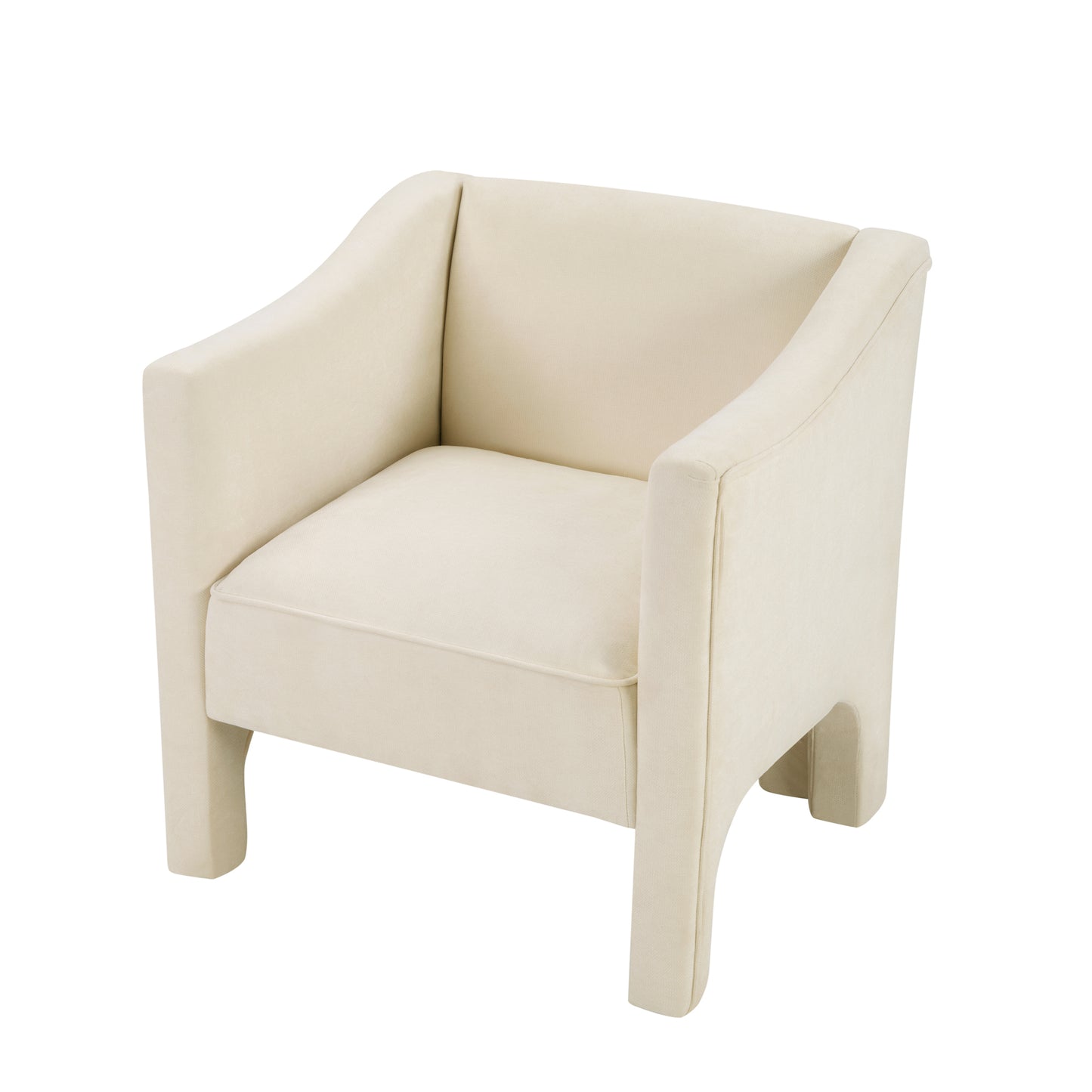 Beige Upholstered Barrel Accent Chair for Living Room & Bedroom