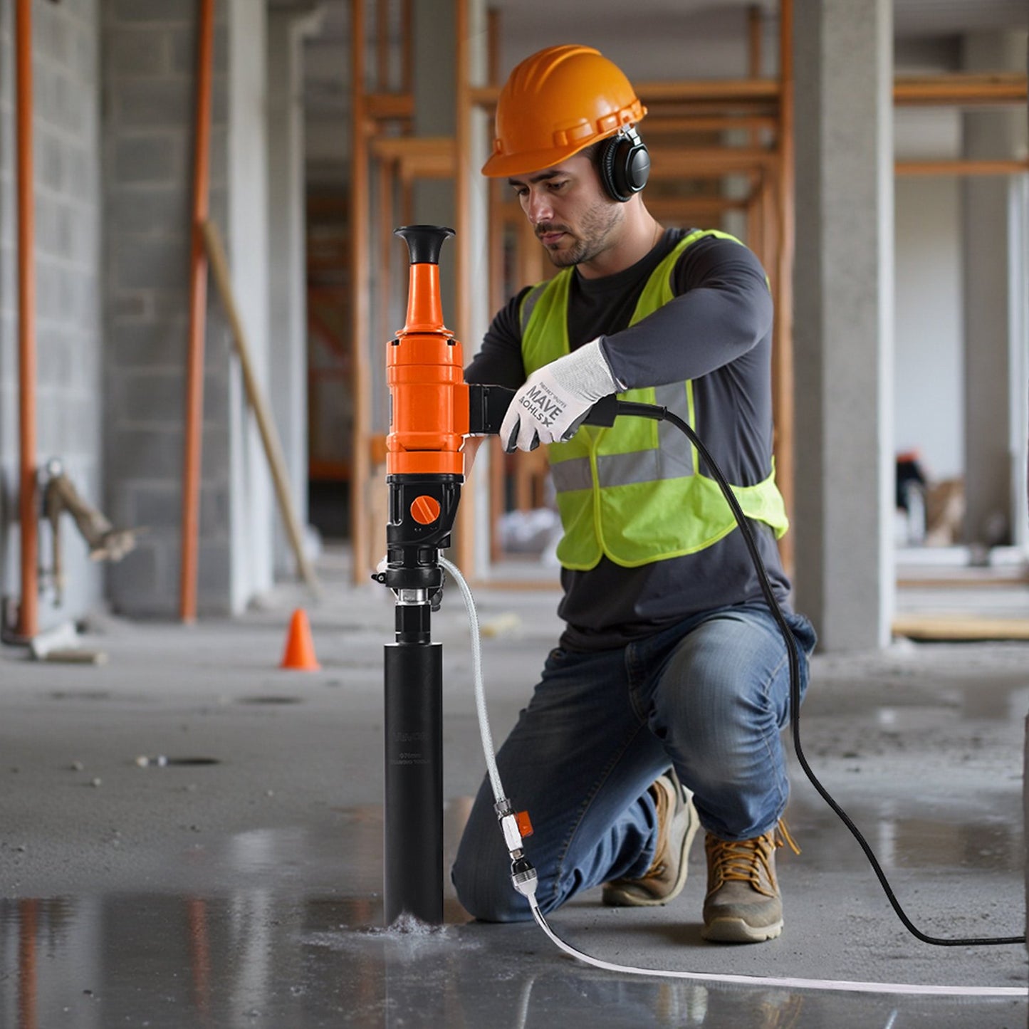 8 Inch Handheld Concrete Core Drill Machine 1800W with Dual Speed