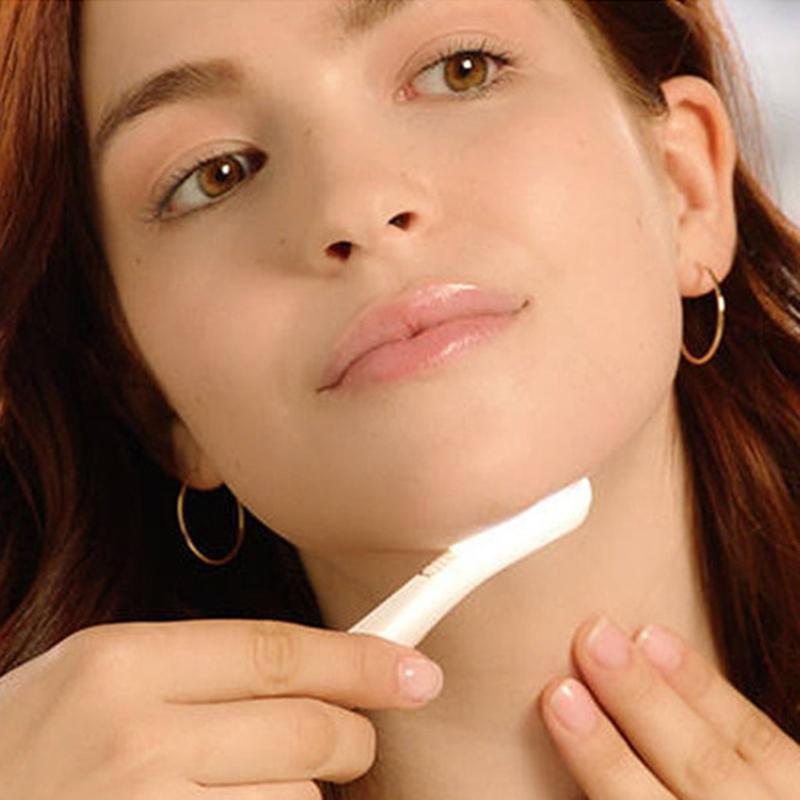 2-in-1 Electric Facial Hair Remover and Eyebrow Trimmer with LED Light - White