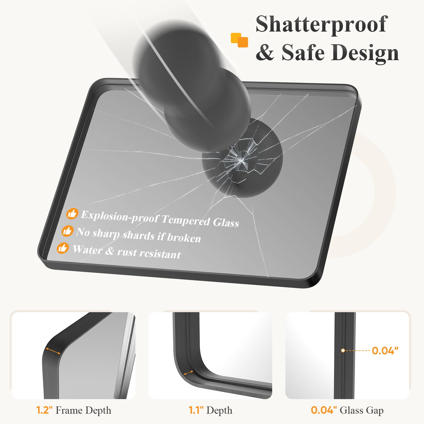 Rectangular Metal Frame Wall Mirror - Modern Decorative Home Decor