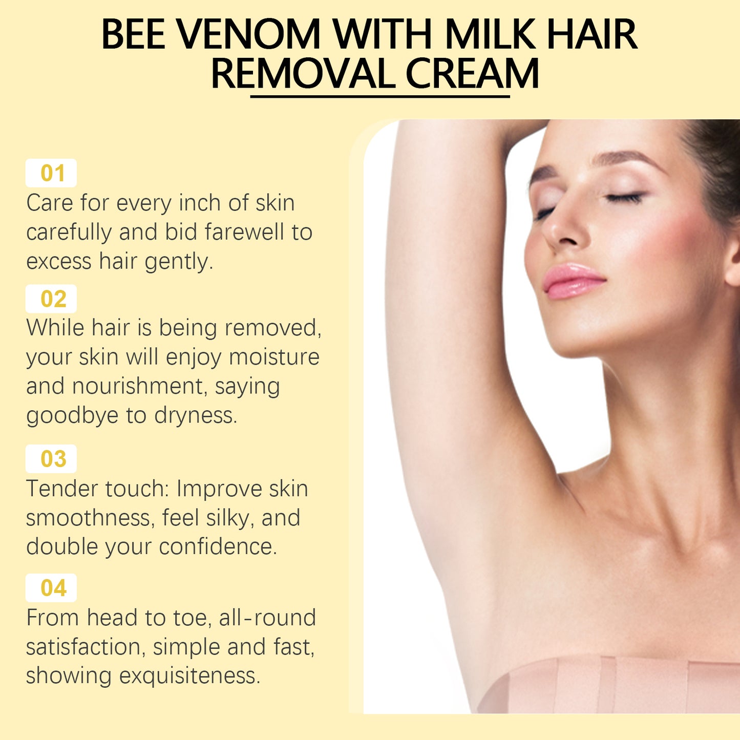 Bee Venom Moisturizing Hair Removal Cream - Gentle Body Depilatory