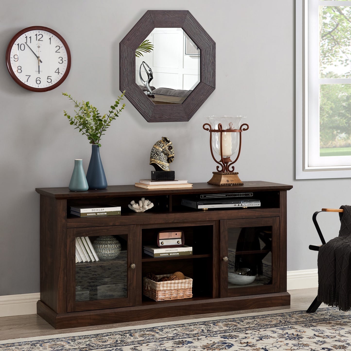 Modern TV Stand For Up To 65 Inch TVs, Entertainment Center Farmhouse