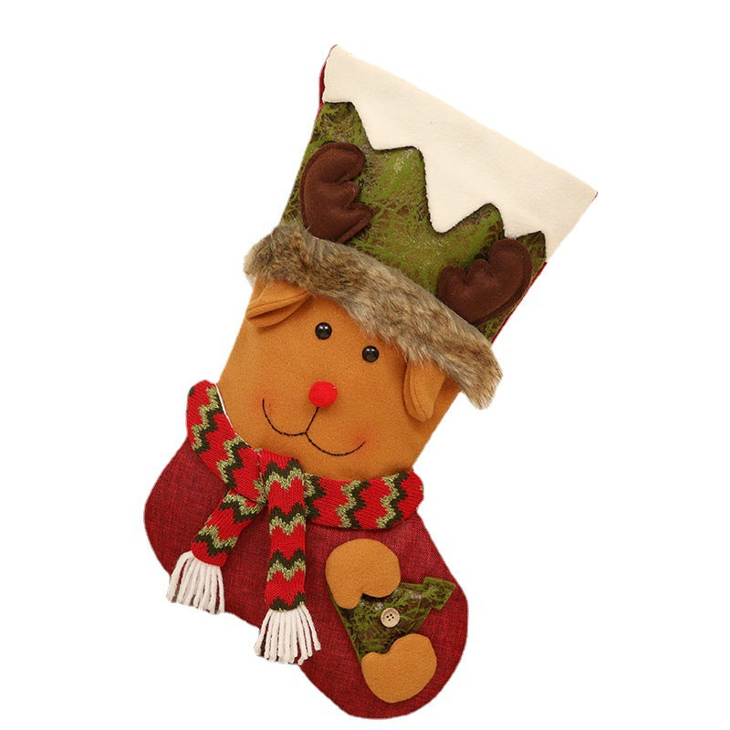 Festive Snowman Deer Santa Socks Decoration - Handmade Cloth Home Decor