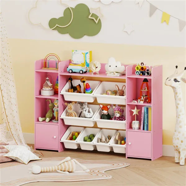 Pink Multi-Functional Kids Storage Shelf - Toy Organizer+Bookcase,