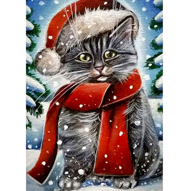 Diamond Painting Kit for Christmas Cats - Square or Round Diamant Art