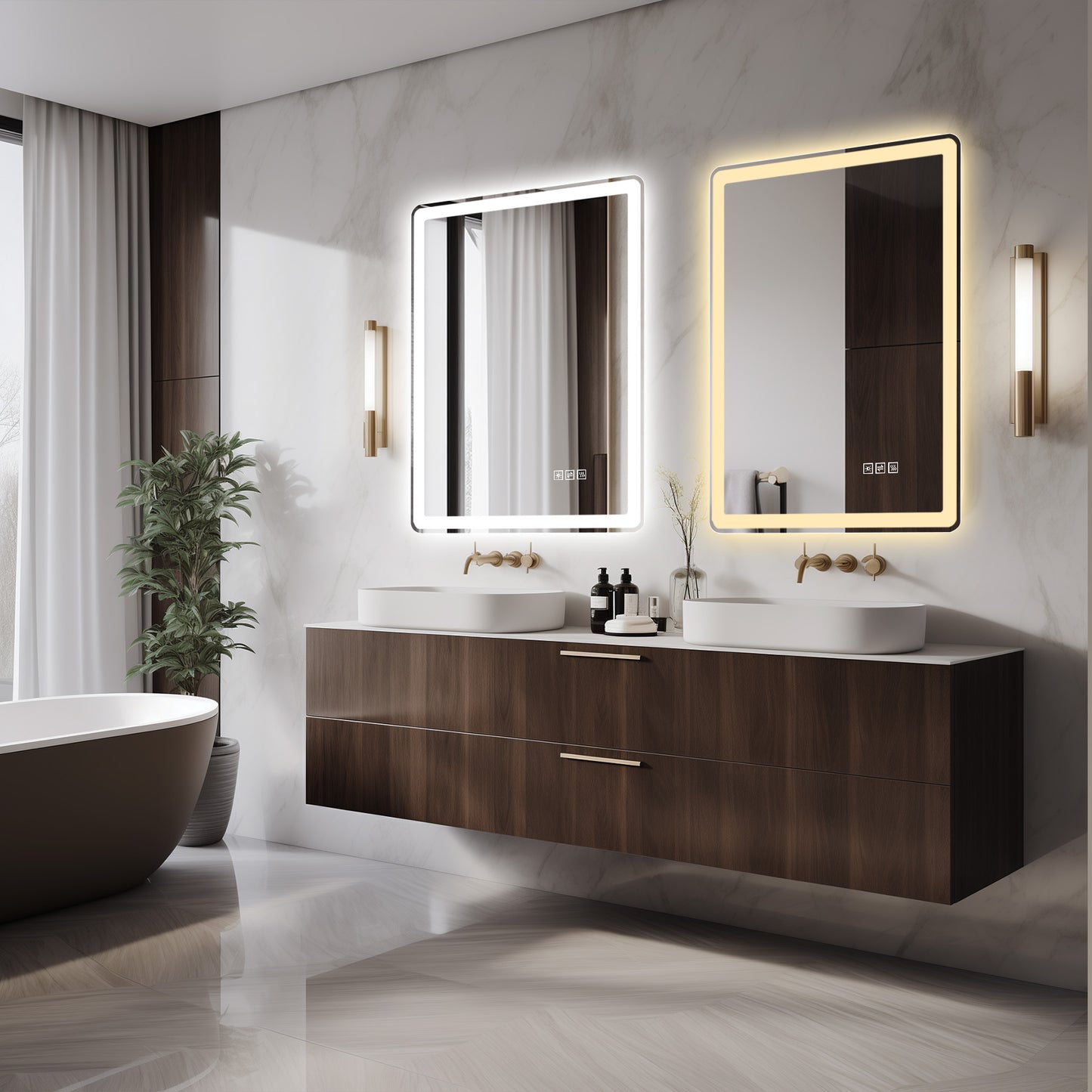 36x36in LED Bathroom Mirror - Anti-Fog & Rust-Resistant, Tri-Color