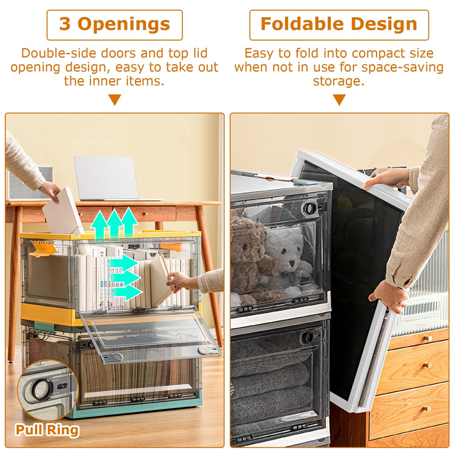Foldable Storage Bins - Collapsible Organizer with Wheels