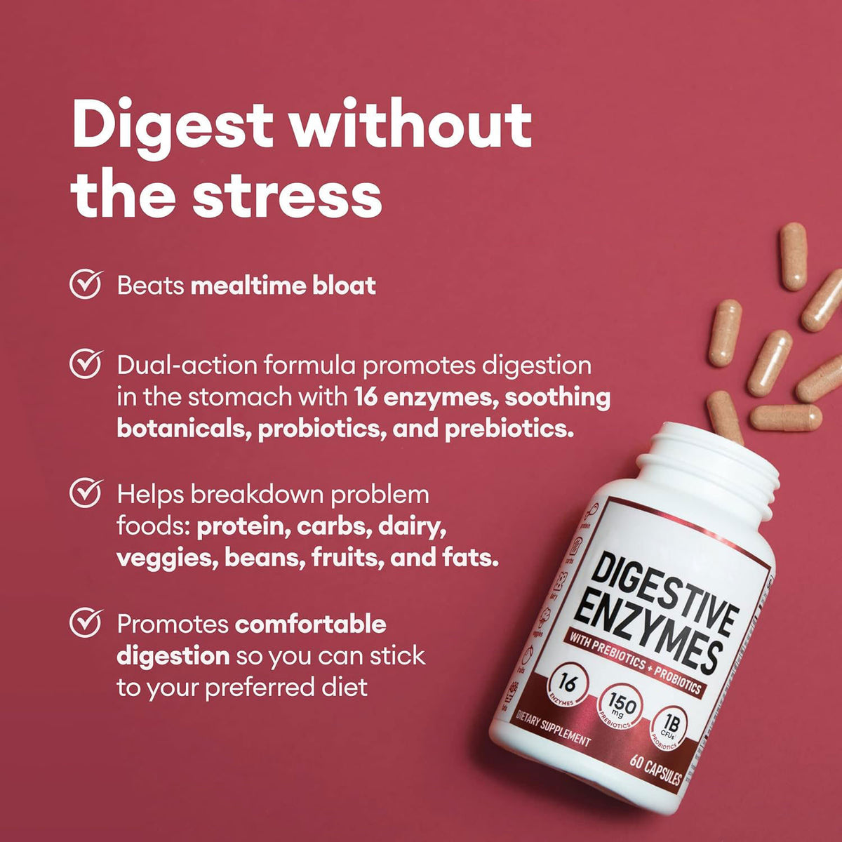 Digestive Enzymes with Probiotics & Prebiotics - 60 Capsules
