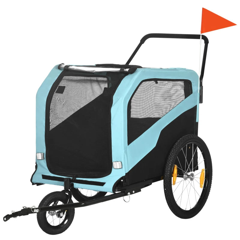 2-in-1 Pet Bike Trailer and Stroller for Large Dogs - Blue