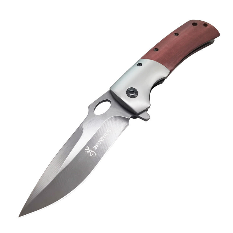 Camping Folding Fruit Knife Stainless Steel & Wooden Handle DA62 220mm