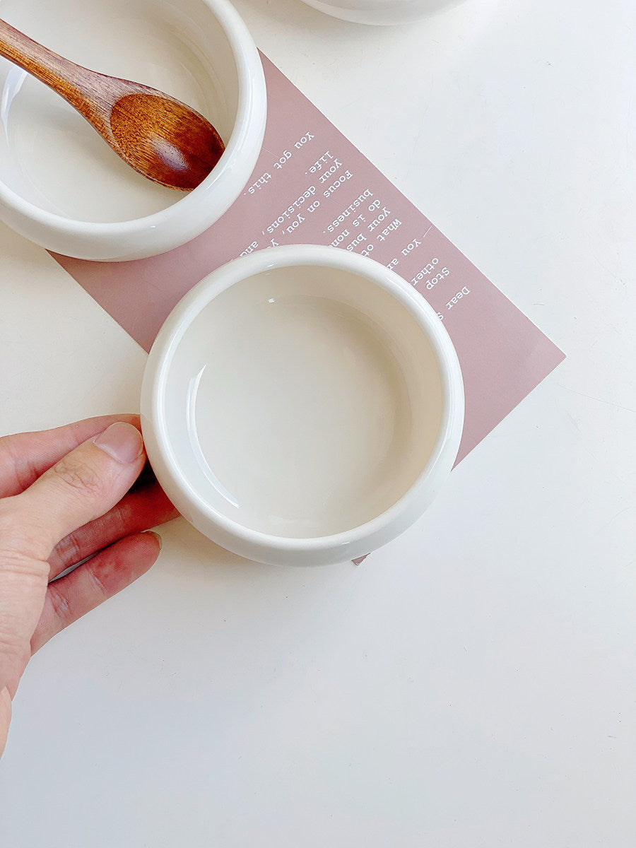 Korean-Style Ceramic Rice Bowl Set - Small Round Dining Bowls for Kitchen