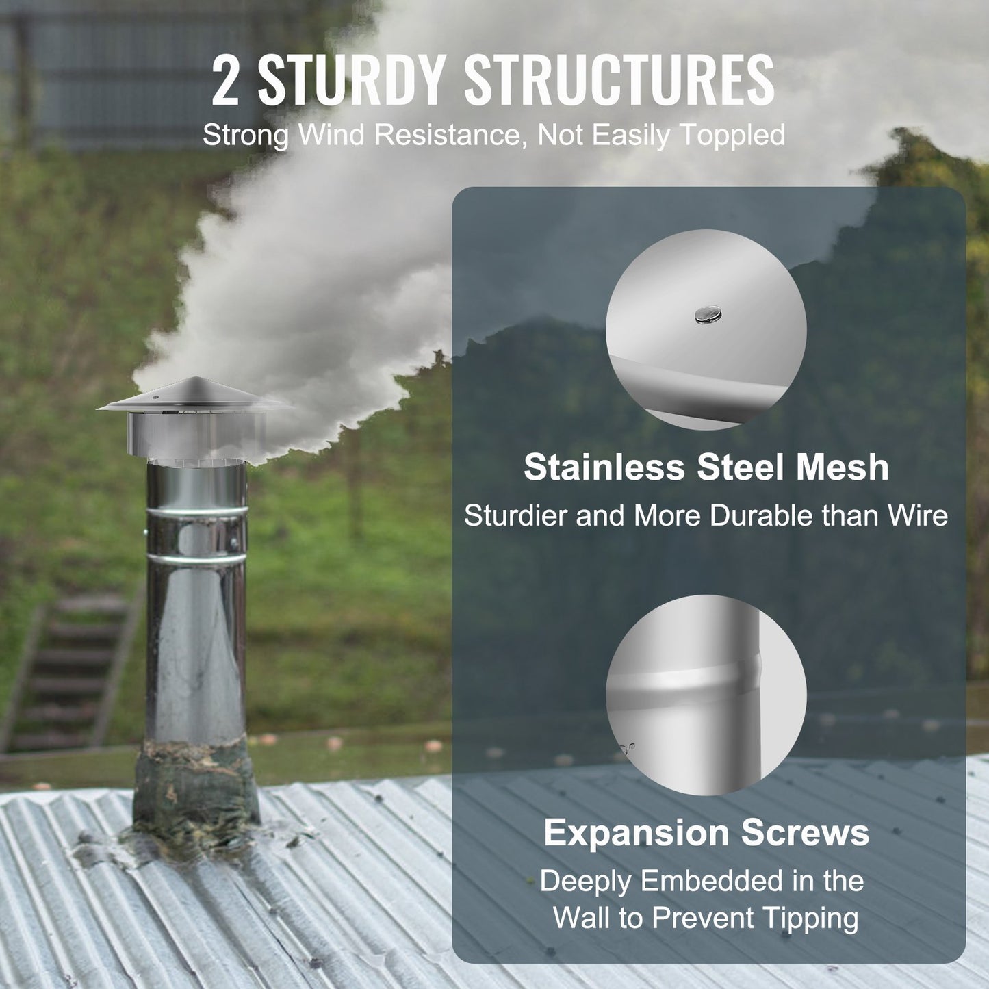 6-Inch Stainless Steel Chimney Cap Rain Cover - All Weather Ventilations