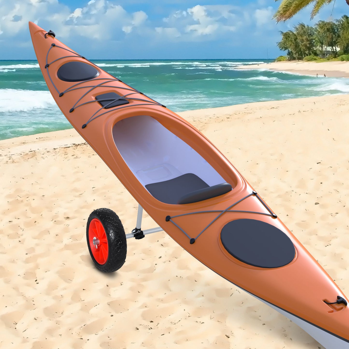Kayak Cart with Adjustable Width Crossbar & Large Tires