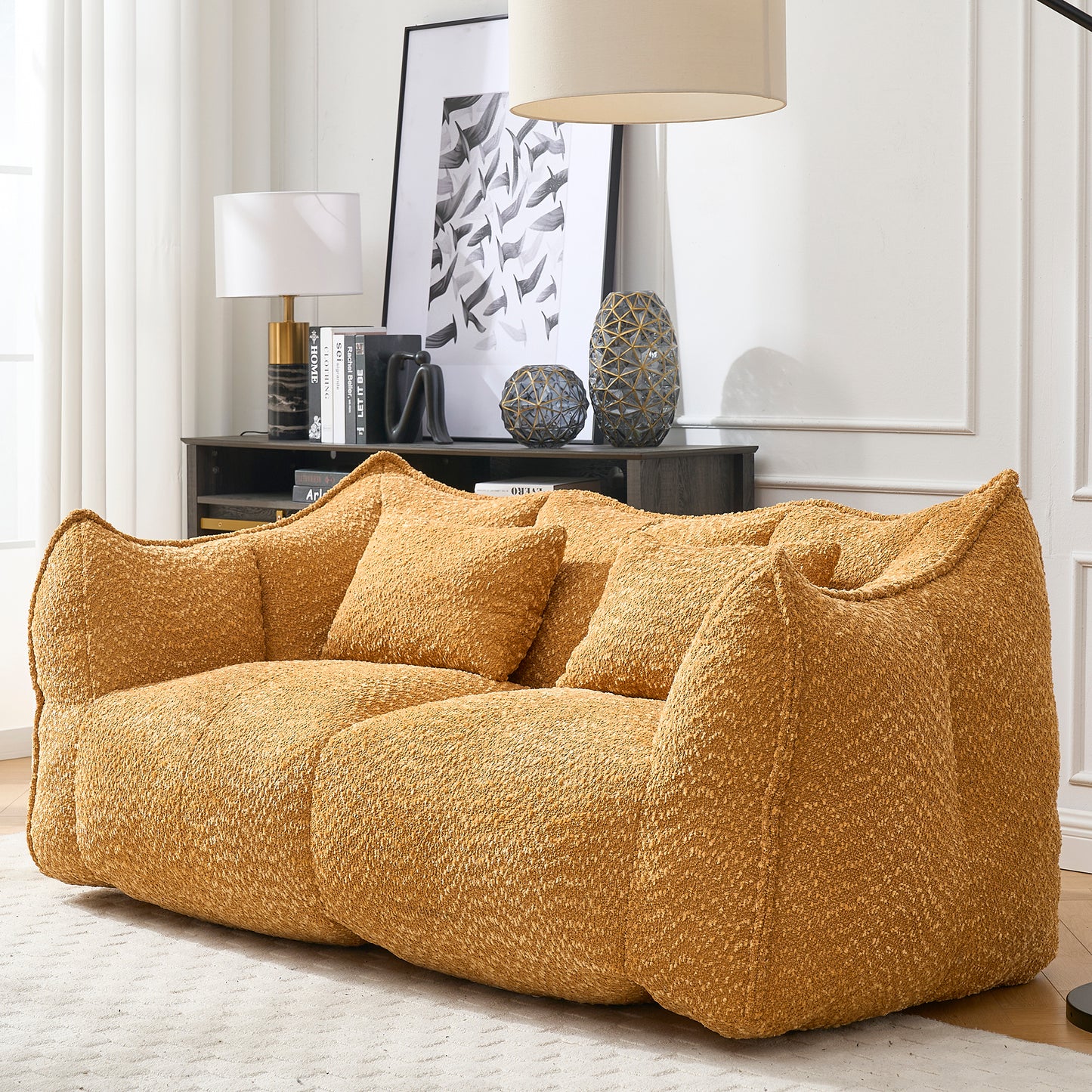 Yellow Beanbag Chair with Foam Core for Comfort & Relaxation