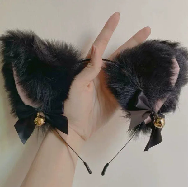 Wolf Ear Cosplay Headpiece & Tail Plush Accessory Set