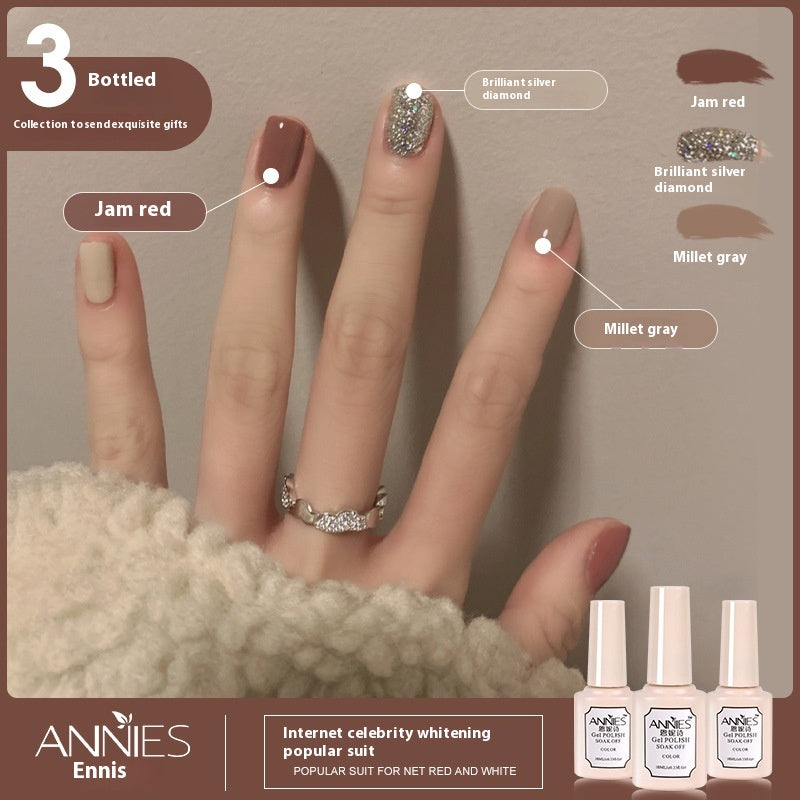 Three-Color Gel Nail Polish Set for Manicure - Nude, Purple, Orange