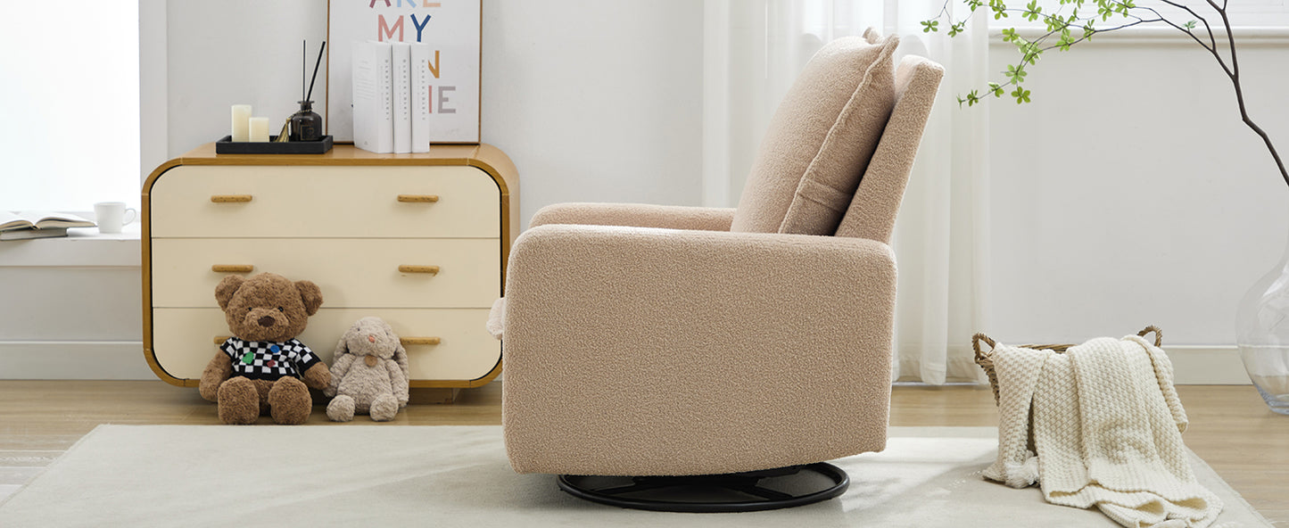 Swivel Rocker Recliner Chair - Teddy Fleece Oatmeal