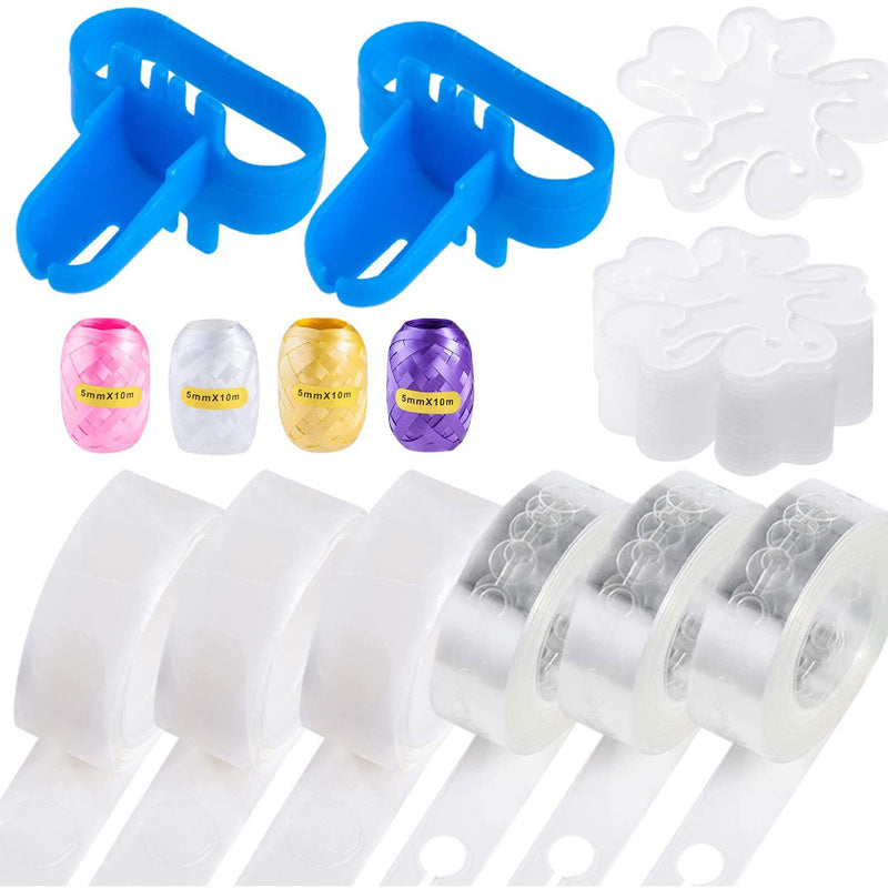 Decorative Balloon Clip Set with Ribbons and Glue Dots for Party Decor - 32 Pieces