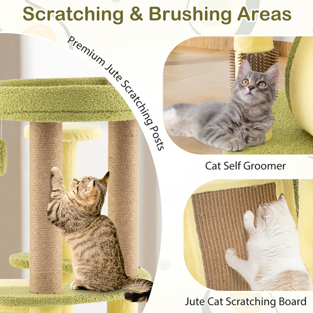 Freestanding Multi-Level Cat Tower with Private Condo & Avocado-Shaped Platform