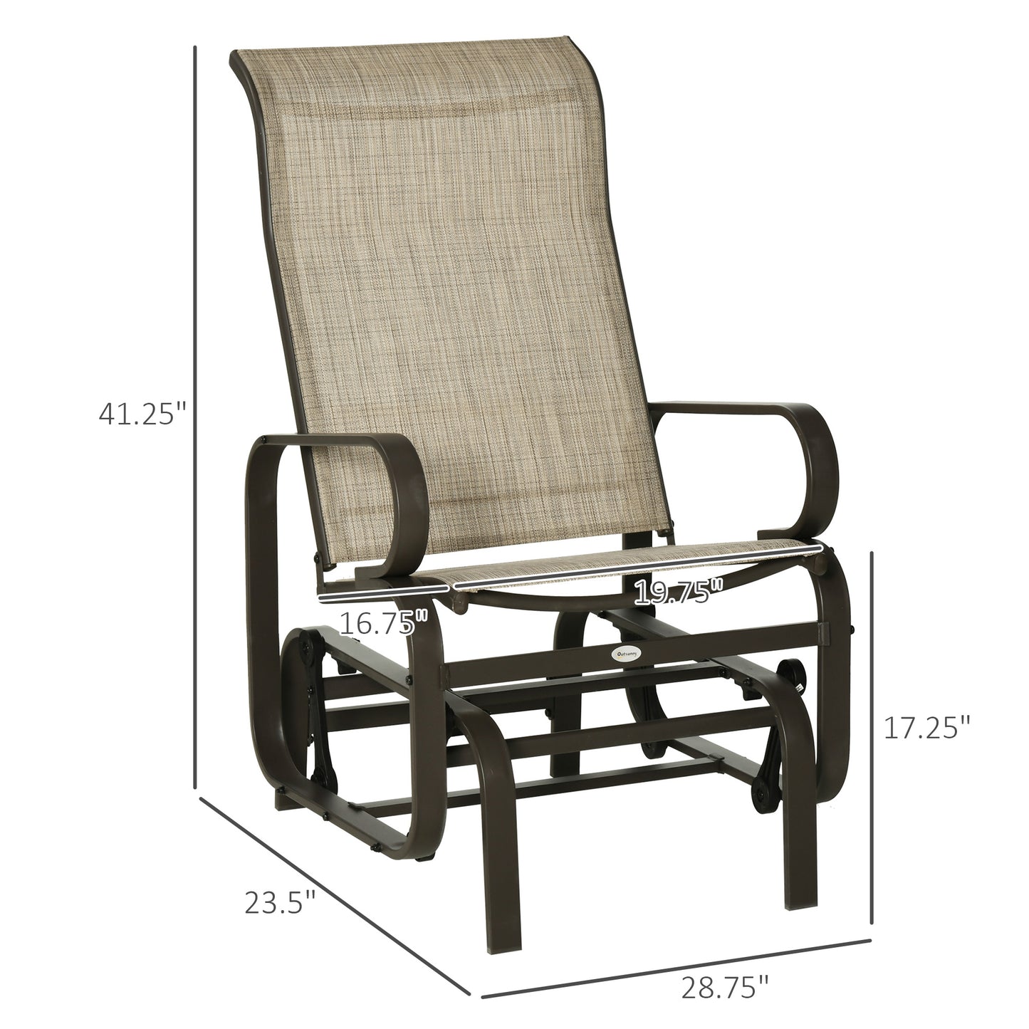 Gliding Lounger Chair - Lightweight Metal & Tan Mesh Rocker